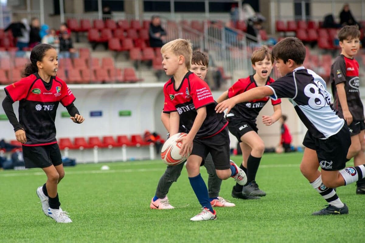 Junior rugby players at a Gibraltar Rugby Football Union event