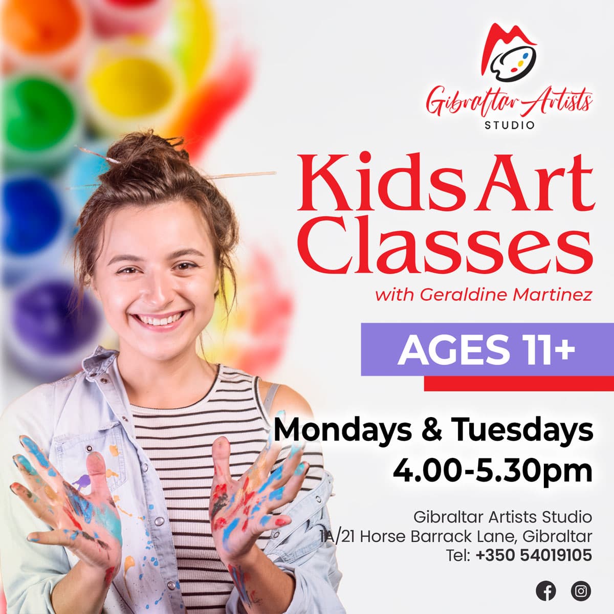 Gibraltar Artists Studio kids classes for ages 11 and up