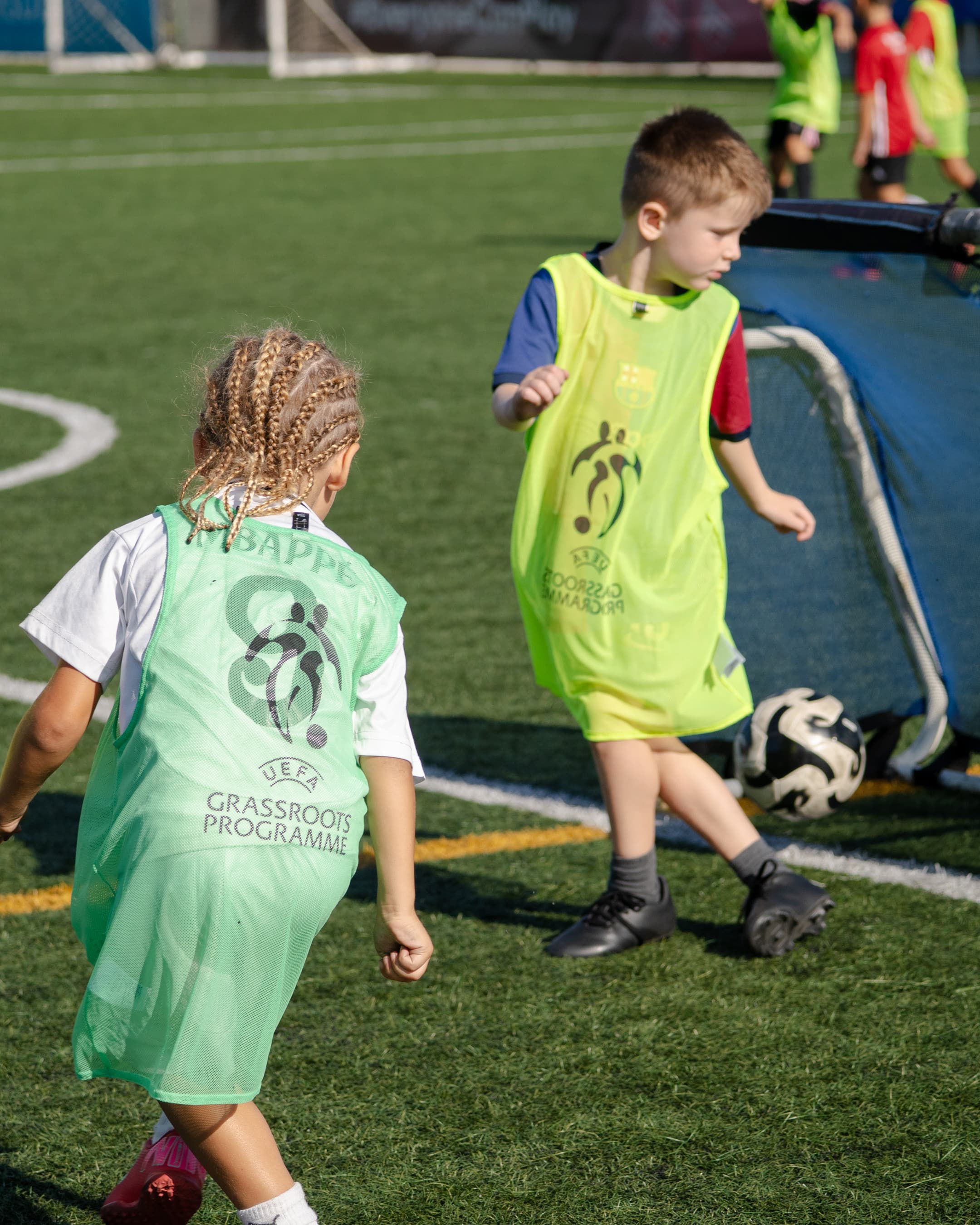 Children taking part in Gibraltar FA youth football training