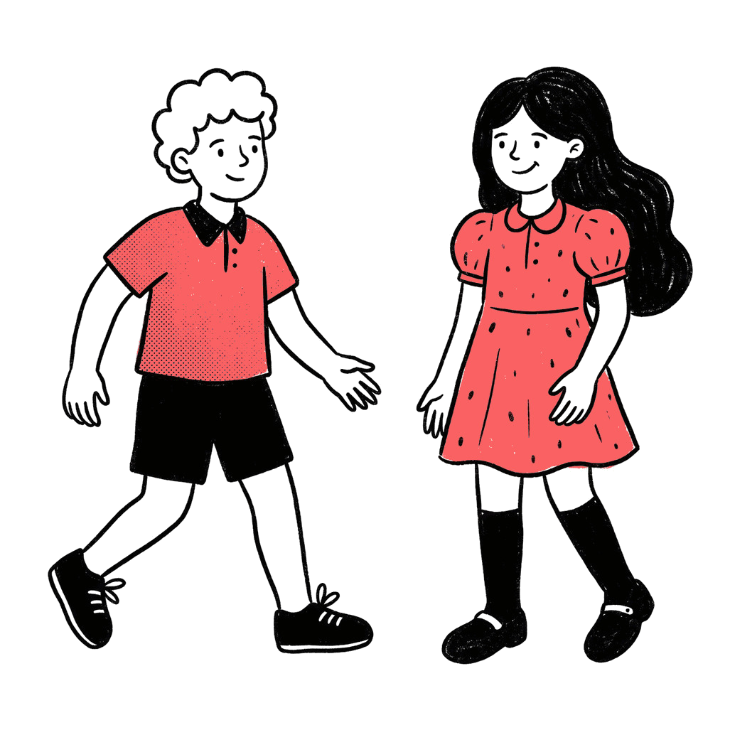 Two children in school uniform.